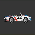 Blue White Red Convertible Race Car Model With Number 44 And PEDROX Logo