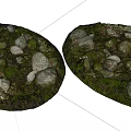 Natural Stone and Wood Circular Garden Decor Covered in Lush Green Moss