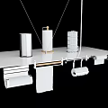 Organized White Hanging Workbench With Metal Structure And Storage Rolls 3d model