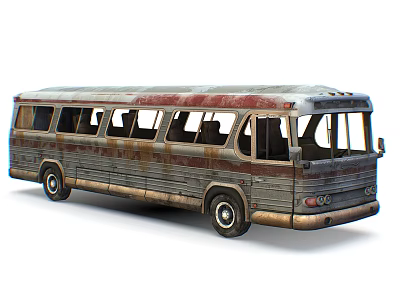 Old Vintage Bus With Rusty Metal Body And Classic Exterior Design 3d model