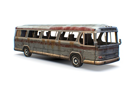 Rusty bus scrapped car bad old vehicle 3d model