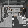 Industrial Hotpot Restaurant Interior Design With Brick Walls Metal Lights And Dining Tables