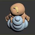 Cute Baby Lying On Blue Cloud With Pacifier And Blonde Hair