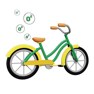 Colorful Children Bicycle With Green Frame Yellow Wheels And Oxygen Bubbles 3d model