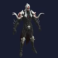 Dark Game Movie Character With Horned Shoulders White Red Accents Black Armor Skull Details