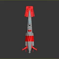 Silver And Red Streamlined Spacecraft With Aerodynamic Structure For Cosmic Exploration
