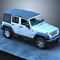 White Jeep With Black Soft Top Open Doors On Gray Pavement