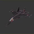 Black Fighter Jet Model With Red Star Symbols Sleek Design And Red Wing Tail Details