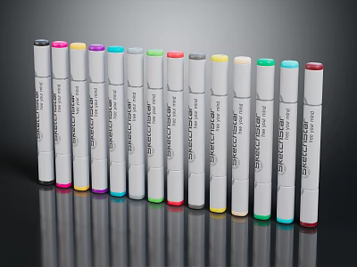 Stabilo Point 88 Markers With Multiple Colors Neatly Arranged For Color Selection 3d model