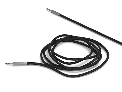 Black Audio Cable With Connector And Flexible Cord 3d model