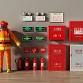 Essential Fire Equipment Collection With Firefighter Uniform Extinguishers Hydrant Box And Signs 3d model
