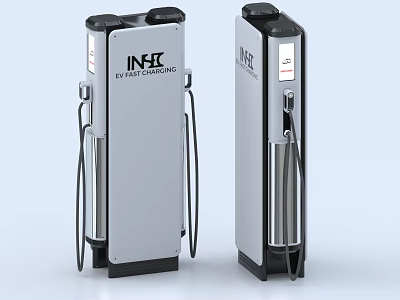 Modern Public Fuel Dispensers With INFRA Infrastructure Branding And Fuel Pump Design 3d model