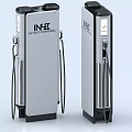 Modern Public Fuel Dispensers With INFRA Infrastructure Branding And Fuel Pump Design