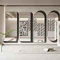 Modern Living Room With Multiple Different Shaped Mirrors And Decorative Paintings