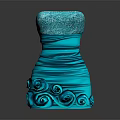 Elegant Glittery Turquoise Dress With Swirl Decorations And Shiny Details