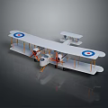 Vintage Passenger Plane Model With White Body Blue White Red Target Wings And Two Propellers
