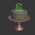 Birthday Cake With Gold Happy Birthday Topper Layered Cream Stripes On Cake Stand