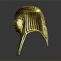 Ancient Egyptian Style Golden Headdress Mask with Black Stripes Blue and White Decorations