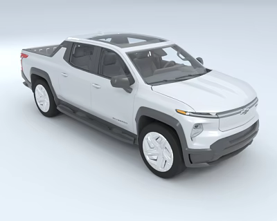 White Modern Electric Pickup Truck Exterior Design With Sleek Bed And Stylish Wheels 3d model