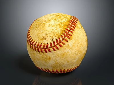 Vintage Leather Baseball Sports Equipment With Red Stitching And Weathered Surface 3d model