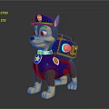 Cute Police Dog Puppy Doll Wearing Blue Uniform Cap Badge And Backpack
