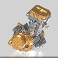 Honda High Performance Engine With Gold And Silver Finish And Precision Components 3d model