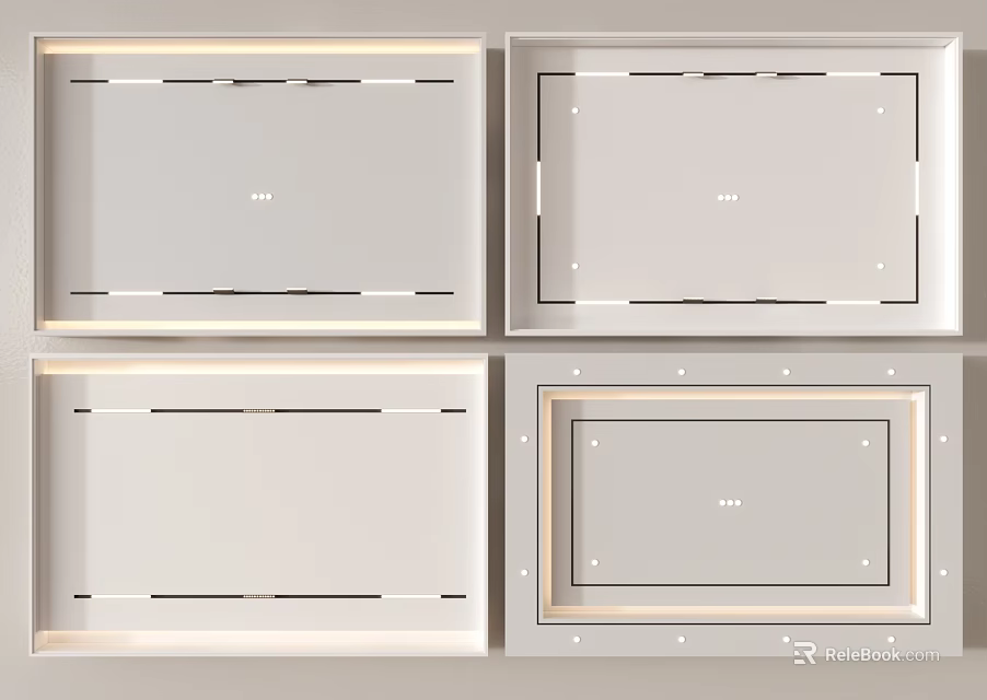 Modern Ceiling Design Ideas With Integrated Lighting And Trim Details 3d model 