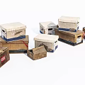 Commercial Equipment Storage Cardboard Boxes with Various Sizes and Stacked Arrangement