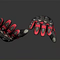 Pair of Black and Red Leather Gloves With Protective Design And Blue Accent