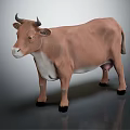 Realistic Brown And White Cow Figurine Standing On Gray Surface