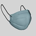 Light Blue Protective Face Mask With Black Ear Loops And Soft Design 3d model