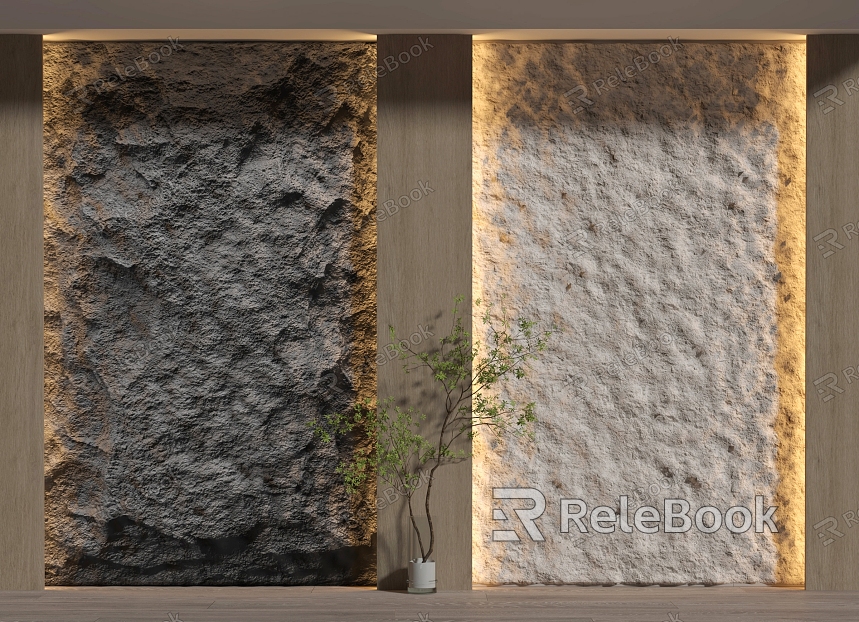 rubble background wall molten rock model