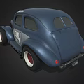 Blue Animated Cartoon Car With Number 34 Big Eyes Retro Design And White Rims