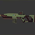 Modern Tactical Rifle in Green and Black with Tactical Sight Grip and Barrel Design