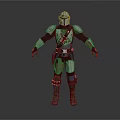Armored Game And Movie Warrior Character With Silver Red Detailed Armor Design