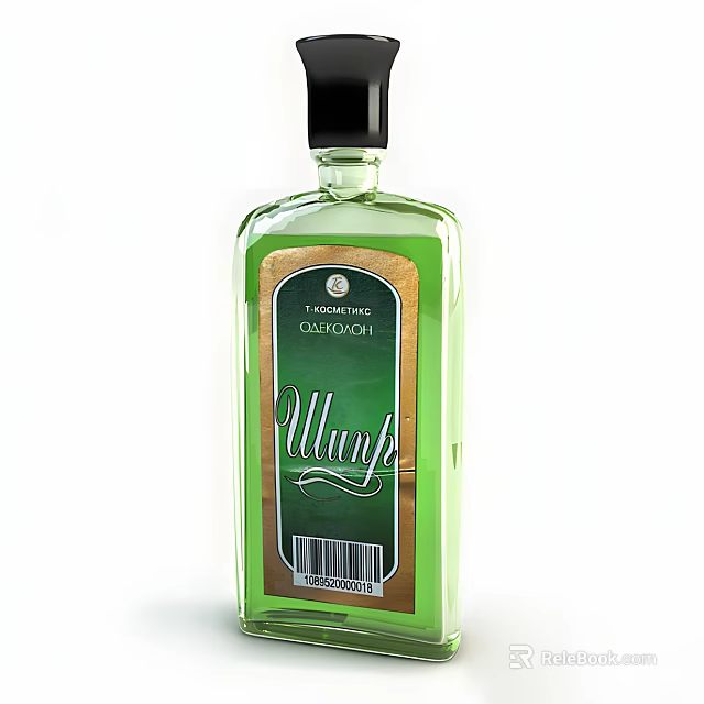 Green Perfume Bottle With Black Cap And Mint Scent Taste of Nature Greentouch 3d model 
