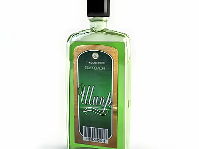 Green Perfume Bottle With Black Cap And Mint Scent Taste of Nature Greentouch 3d model