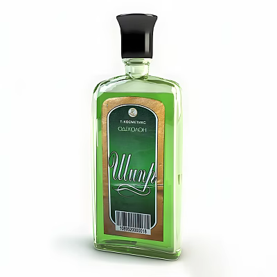 Green Perfume Bottle With Black Cap And Mint Scent Taste of Nature Greentouch 3d model