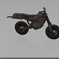 Rusty Vintage Motorcycle With Old Frame And Wheels On Dark Background 3d model