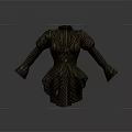 Stylish Brown and Yellow Striped Coat with Puffed Sleeves Fitted Waist Design