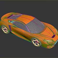 Orange Sleek Sports Car 3D Render With Shiny Body Black Windows And Alloy Wheels