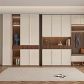 Modern Shoe Cabinet With White Panels And Functional Storage Compartments Design