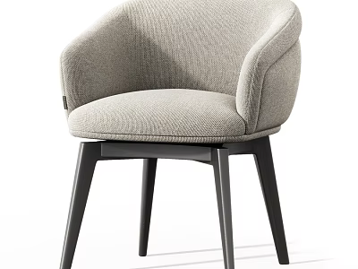 Modern Single Chair With Gray Upholstered Fabric And Dark Wooden Legs 3d model