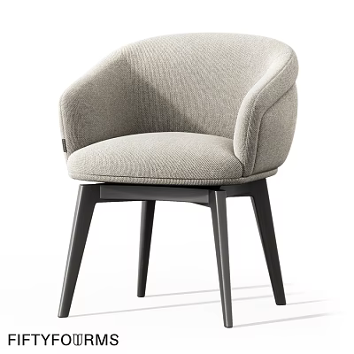 Modern Single Chair With Gray Upholstered Fabric And Dark Wooden Legs 3d model