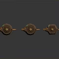 Three Vintage Copper Kettles With Green Patina Handles And Spouts As Household Items