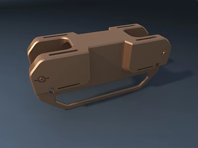 Golden Metallic Mechanical Part Featuring Holes And Structural Design Elements 3d model