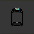 Modern Treadmill With Digital Display Screen Black Frame Yellow Accents And Running Belt