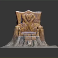 Artistic Wooden Chair With Swan Carvings On Tree Stump Base And Textured Design
