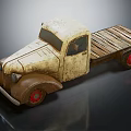 Vintage Rustic Truck Model With Wooden Flatbed Red Wheels And Classic Design