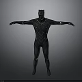 Black Panther Character In Black Costume With Outstretched Arms And Detailed Design